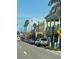 Street view in Venice, Florida with buildings and palm trees on both sides of the street at 1060 Cockrill St # 1060, Venice, FL 34285
