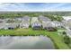 Backyard view from the pond showing multiple houses with screened in patios and lush landscaping at 12564 Night View Dr, Sarasota, FL 34238