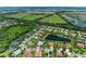 A sprawling residential area featuring homes, lush green spaces, and a calm lake nestled within at 303 Cockle Shell Loop, Apollo Beach, FL 33572