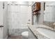 Clean bathroom featuring a shower-tub, granite countertop and stylish cabinet at 4405 Weathered Moss Gln, Palmetto, FL 34221
