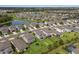 An aerial view of the Brightwood community showcasing beautiful homes surrounding calming ponds under a bright blue sky at 8985 Royal River Cir, Parrish, FL 34219