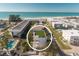 Aerial view of a beachfront property showcasing its proximity to the beach at 111 6Th N St, Bradenton Beach, FL 34217