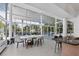 Open-concept dining area boasting floor-to-ceiling windows, contemporary furnishings, and stylish decor at 1168 Westway Dr, Sarasota, FL 34236