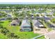 Aerial view of a community with a lake and landscaped homes with screened-in pools at 5333 Tide Point Way, Bradenton, FL 34208