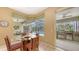 Bright dining nook offers serene views of the pool and patio, creating a perfect spot for casual meals at 7012 Treymore Ct, Sarasota, FL 34243