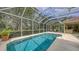 Sparkling screened-in pool with lush, tropical landscaping, inviting relaxation and privacy at 7012 Treymore Ct, Sarasota, FL 34243