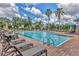Resort-style pool area with lounge chairs, palm trees, and ample seating for relaxation at 7930 111Th Ter E, Parrish, FL 34219