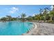 Gorgeous resort-style pool with beach entry and water slide, complemented by surrounding lounge areas at 10254 Morning Mist Ln, Sarasota, FL 34241