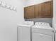 Functional laundry area with washer, dryer, and storage cabinets at 19023 Mangieri St, Venice, FL 34293