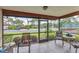 Screened patio with tile flooring and comfortable seating overlooks the beautifully landscaped yard at 3617 Yellow Pine Ct # 144, Sarasota, FL 34238