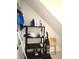 Storage area or closet space with shelving and cleaning supplies at 4001 Beneva Rd # 319, Sarasota, FL 34233