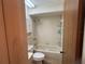 Functional bathroom with a tub and shower combination, providing essential amenities at 4199 66Th Street W Cir # 4199, Bradenton, FL 34209