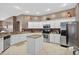 Modern kitchen with white cabinetry, stainless appliances, granite counters and center island at 4531 Useppa Dr, Bradenton, FL 34203