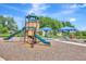 Community playground with slides, climbing structures and seating areas with sunshades for outdoor activities at 5005 Torrey Pines Run, Bradenton, FL 34211