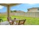 Backyard patio featuring outdoor seating and a view of the fenced yard, perfect for relaxation at 5905 Silver Sage Way, Sarasota, FL 34232