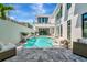 A beautifully designed pool and patio area with comfortable seating and lush landscaping at 6317 Turtle Grass Dr, Bradenton, FL 34210