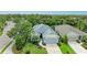 Charming gray home with a well-maintained yard, two-car garage and mature landscaping at 6516 Palm Leaf Ct, Sarasota, FL 34243