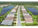 Aerial view showcasing homes lining a street with lakes on either side, creating a beautiful residential landscape at 7758 Summerland Cv, Bradenton, FL 34202