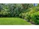 Lush backyard featuring meticulously maintained grass and beautiful tropical landscaping, perfect for outdoor enjoyment at 1627 Peregrine Point Ct, Sarasota, FL 34231