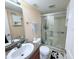 Bathroom featuring a shower and tub combination, vanity, and granite countertop at 1959 Toucan Way # 206, Sarasota, FL 34232