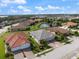 An elevated shot showing a home's gray roof in a community with ponds and manicured lawns at 2316 Springhaven Ln, Lakewood Ranch, FL 34211