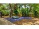 Spacious backyard with picnic table shaded by mature trees; great for outdoor gatherings at 3525 Riviera Dr, Sarasota, FL 34232