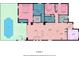 First floor plan highlighting bedrooms, bathrooms, living, dining, kitchen, pool, BBQ area and office at 5428 Title Row Dr, Bradenton, FL 34210