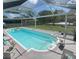 Inviting screened-in pool with clear blue water, surrounded by a spacious deck and lush green lawn at 620 Camellia Ave, Ellenton, FL 34222