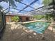 Sparkling backyard pool and spa enclosed by a screened lanai with wooded views at 6305 Bikini Rd, Sarasota, FL 34241