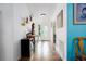 Inviting entryway with charming decorations and a decorative glass front door at 6710 36 E Ave # 114, Palmetto, FL 34221