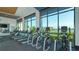Well-equipped fitness center with treadmills and elliptical machines, overlooking a scenic lake view at 7983 Sandstar Way, Sarasota, FL 34240