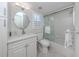 Well-lit bathroom with shower-tub combo, modern vanity, and tiled floor at 821 Montrose Dr # 103, Venice, FL 34293
