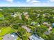 Aerial view of home with mature trees, pool, and beautiful pond in a sought-after neighborhood at 8240 Cypress Lake Dr, Sarasota, FL 34243