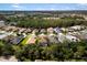 Aerial view showcasing a well-planned community with a scenic lake and lush green spaces. Beautiful landscaping at 12261 Stuart Dr, Venice, FL 34293