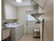 A practical laundry room with appliances, storage shelves, and convenient access to the outside at 22321 Yonkers Ave, Port Charlotte, FL 33952