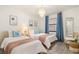 Cozy bedroom with two twin beds, wooden frames, pink blankets, and light blue pillows at 4411 46Th W Ave # 201, Bradenton, FL 34210