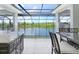 Breathtaking screened patio views of the lake and surrounding landscape from the outdoor dining area at 5630 Inspiration Ter, Bradenton, FL 34210