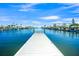 View down the boat docks of the community waterway on a clear day at 655 Spanish Way, Longboat Key, FL 34228