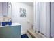 Clean bathroom featuring a modern vanity, sleek fixtures and a glass enclosed shower at 8709 9Th Nw Ave, Bradenton, FL 34209