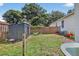 Fenced-in backyard with storage shed, grassy area, and room for outdoor activities at 13640 2Nd E Ave, Bradenton, FL 34212