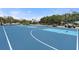 Bright blue basketball and pickleball courts, surrounded by landscaping and ample parking at 1404 Dartmouth Dr, Bradenton, FL 34207