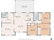 Detailed floorplan showcasing the layout of the home with the living room, bedrooms, kitchen and screened porch at 1404 Dartmouth Dr, Bradenton, FL 34207