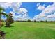 Expansive lawn with mature trees and landscaping in the backyard, offering ample space for recreation and privacy at 17110 Verona Pl, Bradenton, FL 34202