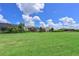 Spacious backyard with well-manicured lawn, mature trees, and colorful landscaping, creating a tranquil outdoor space at 17110 Verona Pl, Bradenton, FL 34202