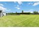 Expansive backyard with healthy green grass surrounded by mature trees for added privacy at 17209 Barnwood Pl, Bradenton, FL 34211