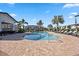 Community pool surrounded by stylish loungers and manicured landscaping at 17209 Barnwood Pl, Bradenton, FL 34211