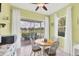 Light-filled breakfast nook with serene lake views and sliding glass doors at 2025 Lynx Run, North Port, FL 34288