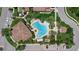 Aerial view of the community pool area showcasing the layout and amenities at 2920 Oriole Dr, Sarasota, FL 34243