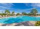 Resort-style swimming pool surrounded by lush palm trees and comfortable lounge chairs for relaxation at 5364 Salcano St, Sarasota, FL 34238