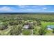 Scenic aerial shot of residences amidst green spaces, mature trees and clear blue skies at 6633 Old Ranch Rd, Sarasota, FL 34241
